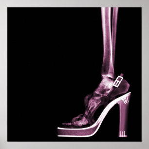 X-RAY HEEL LADY SKELETON FOOT PINK POSTER