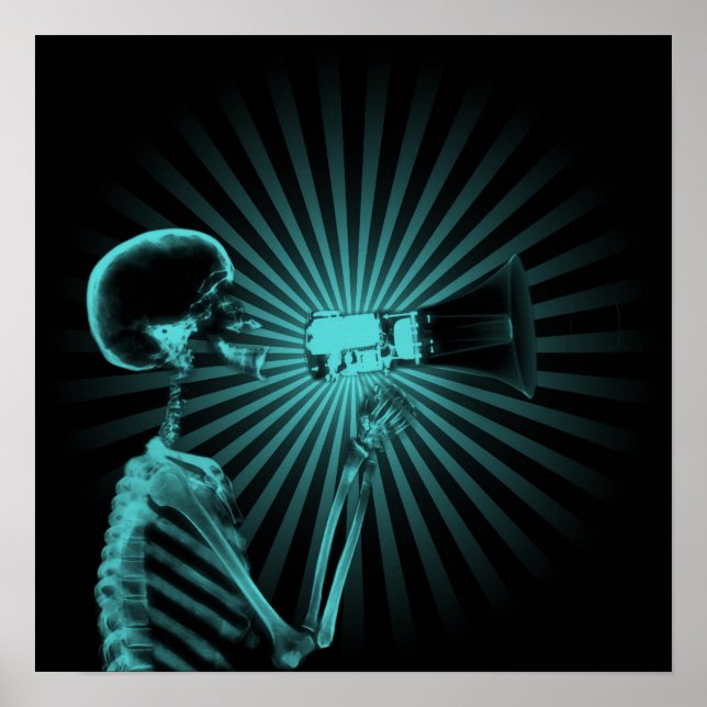 X-Ray Skeleton auf Megaphone - Aquamarin Poster (Vorne)