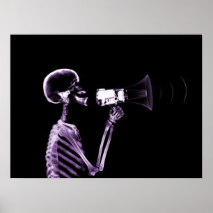 X-RAY SKELETON AUF MEGAPHONE - LILA POSTER