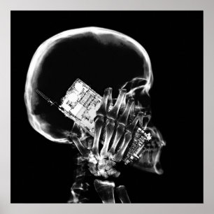 X-RAY SKELETON AUF ZELLTELEFON BLACK & WHITE POSTER