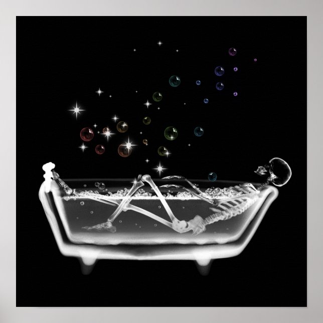 X-Ray Skeleton Bath - B&W Rainbow Poster (Vorne)