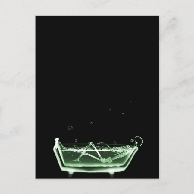 X-Ray Skeleton Bath Black Green Postkarte (Vorderseite)
