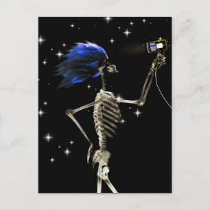 X-Ray Skeleton Dressed - Blaues Haar Postkarte