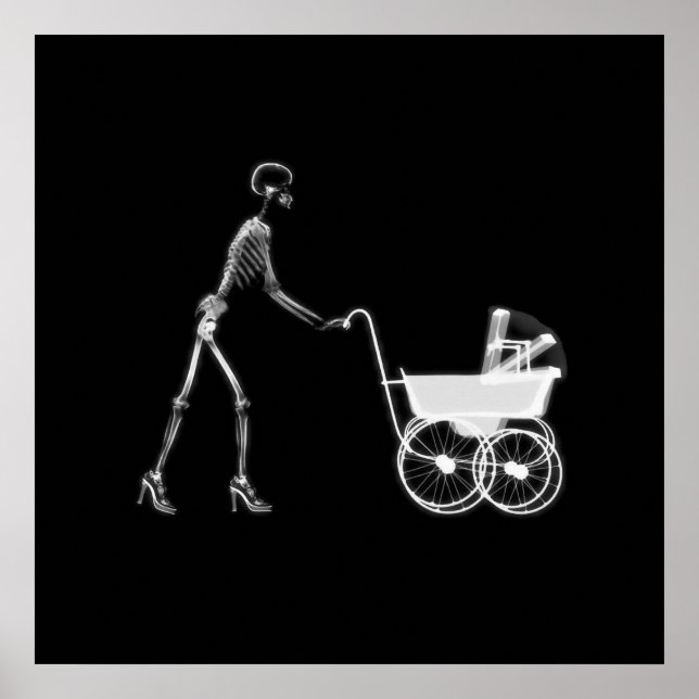 X-Ray Skeleton Mama & Baby - Original B&W Poster (Vorne)