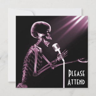 X-RAY SKELETON SINGT AUF RETRO MIC - PINK EINLADUNG