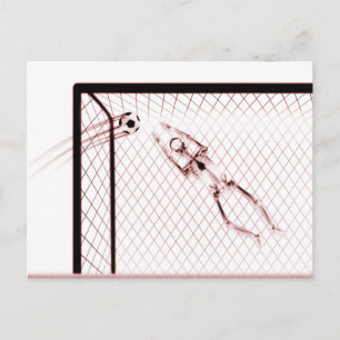 X-RAY SKELETON SOCCER GOALIE - RED POSTKARTE