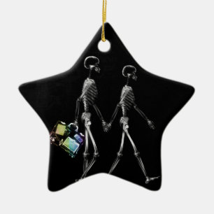 X-Ray Skeleton Tourist Couple Keramik Ornament