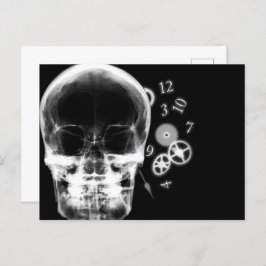 X-Ray-Skull & Clock-Parts - B&W Postkarte
