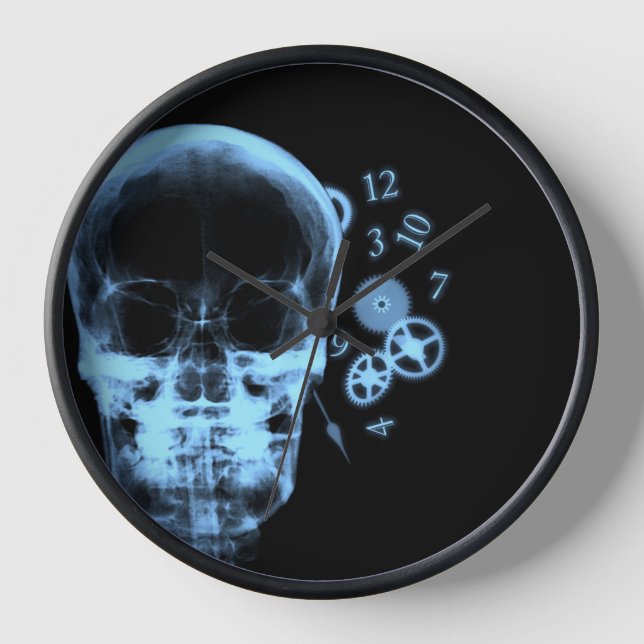 X-Ray-Skull & Clock-Parts - Blau Uhr (Vorderseite)