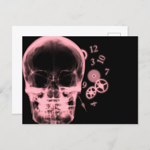 X-Ray-Skull & Clock-Parts - Red Postkarte