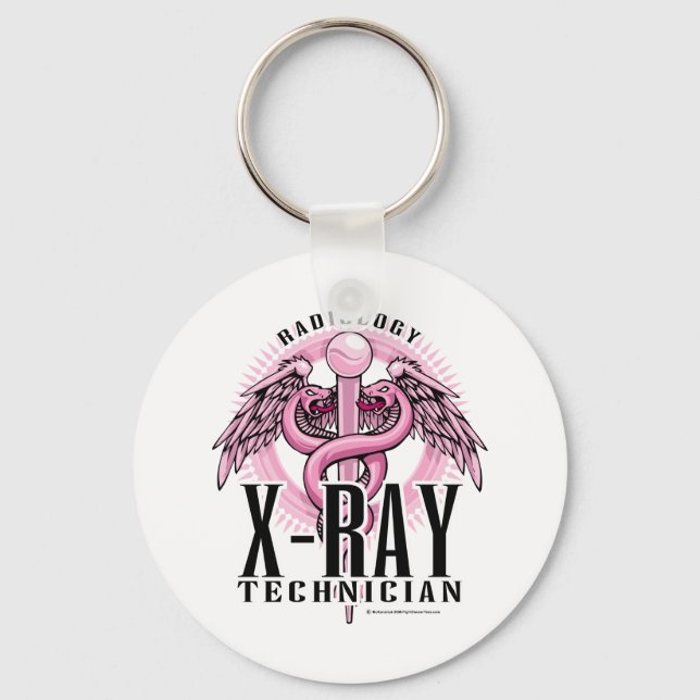 X-Ray Tech Pink Caduceus Schlüsselanhänger (Vorderseite)