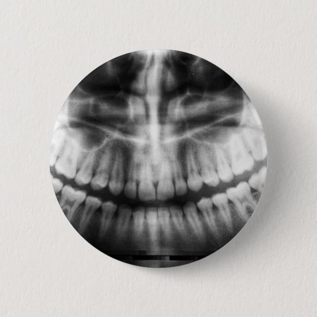 X-Ray Teeth Mouth Smile Schwarz-Weiß Button (Vorderseite)
