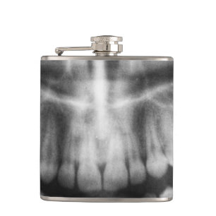 X-Ray Teeth Mouth Smile Schwarz-Weiß Flachmann