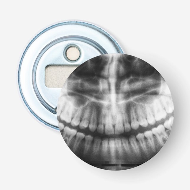 X-Ray Teeth Mouth Smile Schwarz-Weiß Flaschenöffner (Vorderseite)