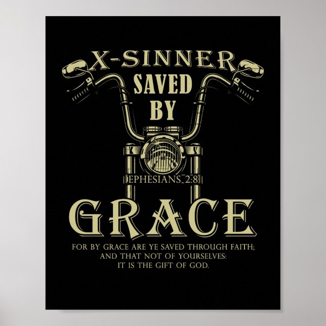 X-Sinner Gerettet von Grace Christlich Faith Motor Poster (Vorne)