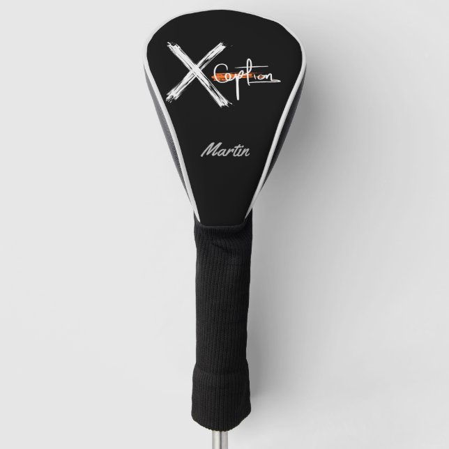 X Tab | Cooler Schwarz-Weiß-Individuelle Name Golf Headcover (Vorderseite)