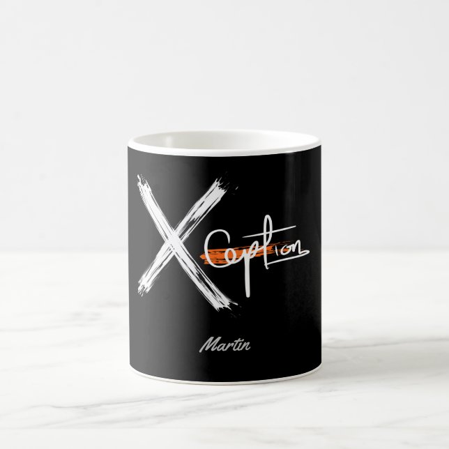 X Tab | Cooler Schwarz-Weiß-Individuelle Name Kaffeetasse (Mittel)