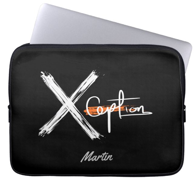 X Tab | Cooler Schwarz-Weiß-Individuelle Name Laptopschutzhülle (Vorderseite)