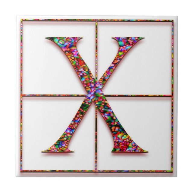 X Trajanus Red Custom Monogram Tile Fliese (Vorderseite)