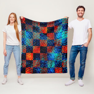Xadrez azul, laranja quase vermelho, Fake sujo Fleecedecke