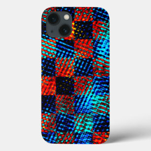 Xadrez laranja, azul, Fake sujo ou manchado. Case-Mate iPhone Hülle
