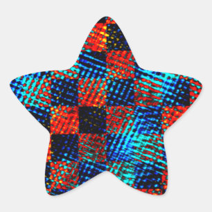 Xadrez laranja, azul, Fake sujo ou manchado. Stern-Aufkleber