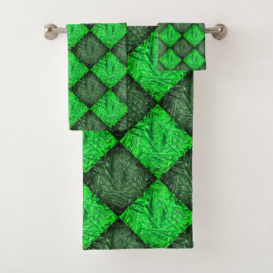 Xadrez verde falsa grama ou folhas de coqueiro. badhandtuch set