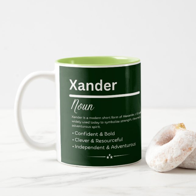 Xander Personalized Name Zweifarbige Tasse (Mit Donut)