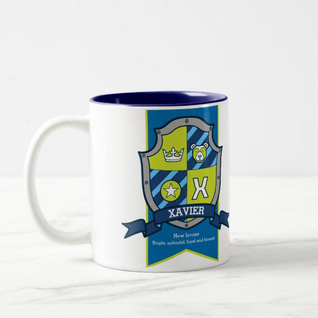Xavier Buchstabe X Wappen blau grün bedeutet Zweifarbige Tasse (Links)