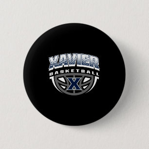 Xavier Musketeers Basketball Dribbling Marine Button