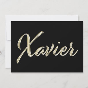 Xavier Name white gold Handwriting Karte