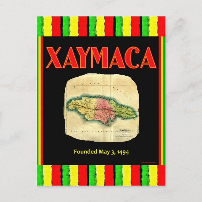 Xaymaca, gegründet 3. Mai 1494 - Jamaica Map Postkarte (Vorderseite)