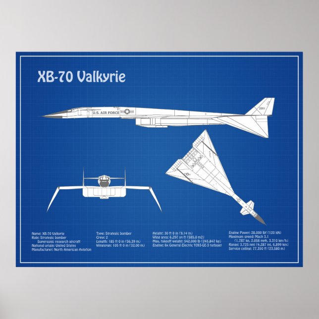 XB-70 Valkyrie - Flugzeugkonzepte ABD Poster (Vorne)