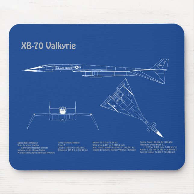 XB-70 Valkyrie - Flugzeugkonzepte AD Mousepad (Vorne)