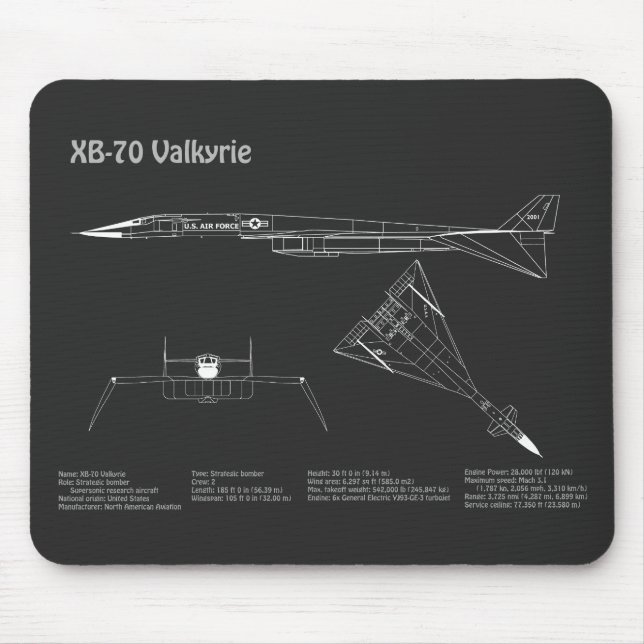 XB-70 Valkyrie - Flugzeugkonzepte PD Mousepad (Vorne)