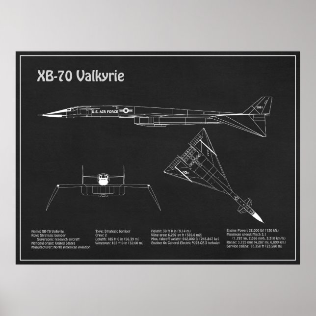 XB-70 Valkyrie - Flugzeugkonzepte PD Poster (Vorne)