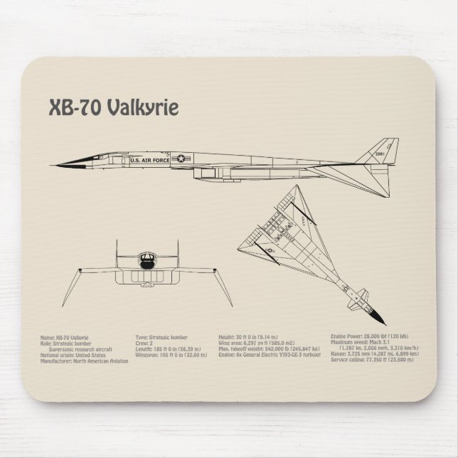 XB-70 Valkyrie - Flugzeugkonzepte SD Mousepad (Vorne)
