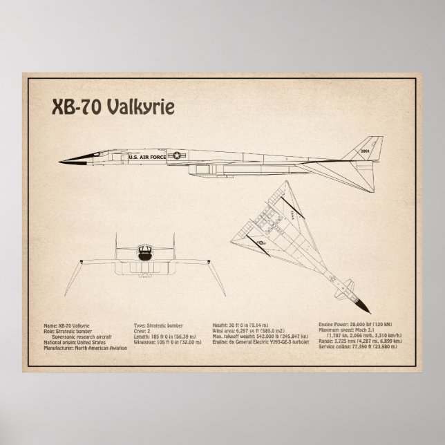 XB-70 Valkyrie - Flugzeugkonzepte SD Poster (Vorne)