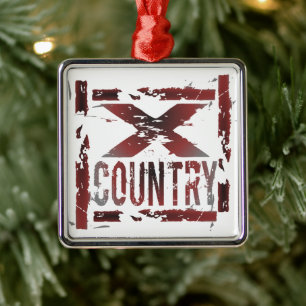 XC Cross Country Runner Silbernes Ornament