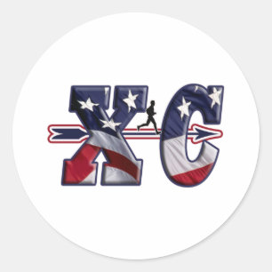 XC CROSS LAND PATRIOTIC USA FLAG RUNDER AUFKLEBER