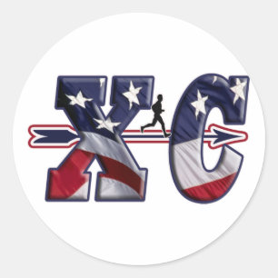 XC CROSS LAND USA FLAG WRAPPED RUNDER AUFKLEBER