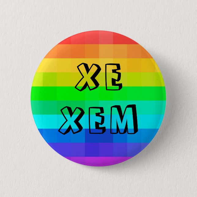 Xe Xem Non-Binary Pronouns LGBTQ Rainbow Button (Vorderseite)