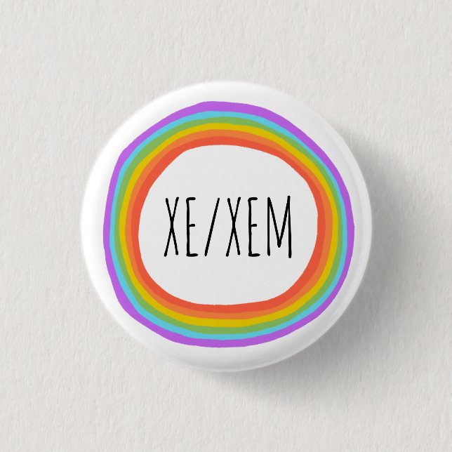 XE/XEM Pronouns farbiger Regenbogenkreis Button (Vorderseite)