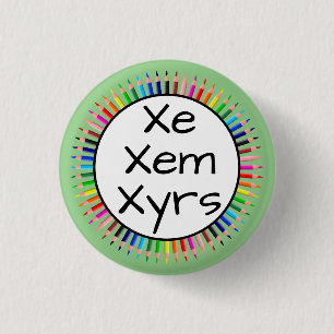 Xe Xem Xyrs Pronomen im Kreis der farbigen Stifte Button