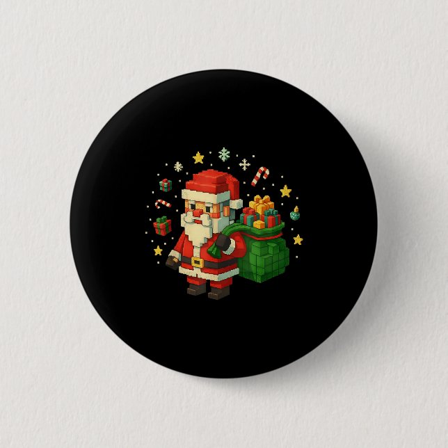 Xel Santa Claus With Retro Gamer Christmas  Button (Vorderseite)