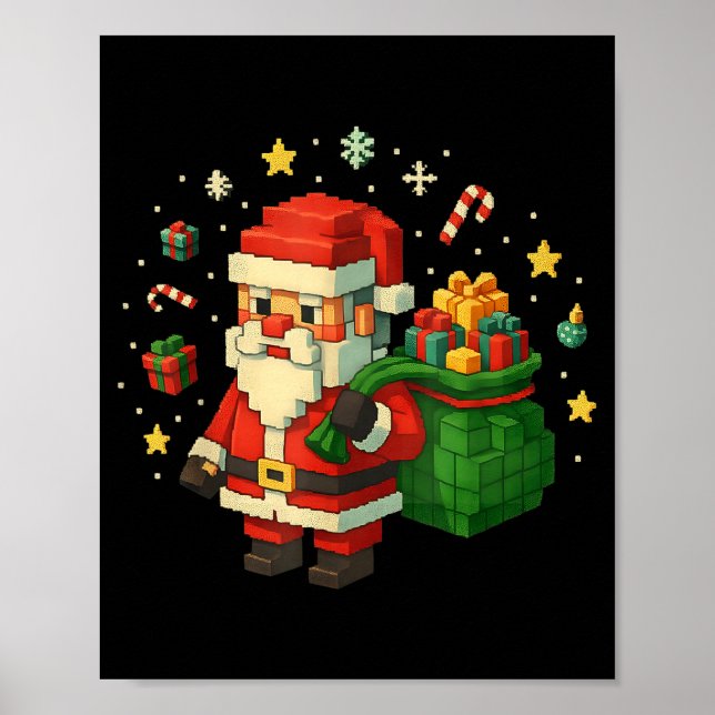 Xel Santa Claus With Retro Gamer Christmas  Poster (Vorne)