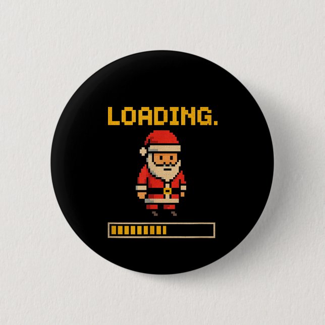 Xel Santa Loading Retro Christmas Gamer Shirt  Button (Vorderseite)