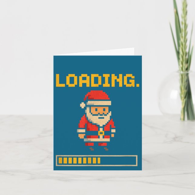 Xel Santa Loading Retro Christmas Gamer Shirt  Karte (Vorderseite)