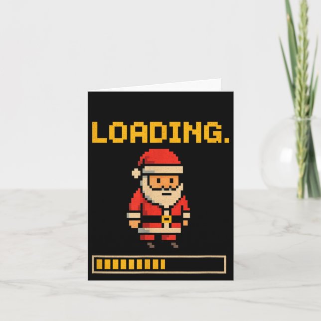 Xel Santa Loading Retro Christmas Gamer Shirt  Karte (Vorderseite)
