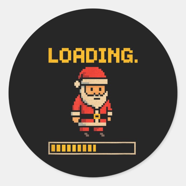 Xel Santa Loading Retro Christmas Gamer Shirt  Runder Aufkleber (Vorderseite)
